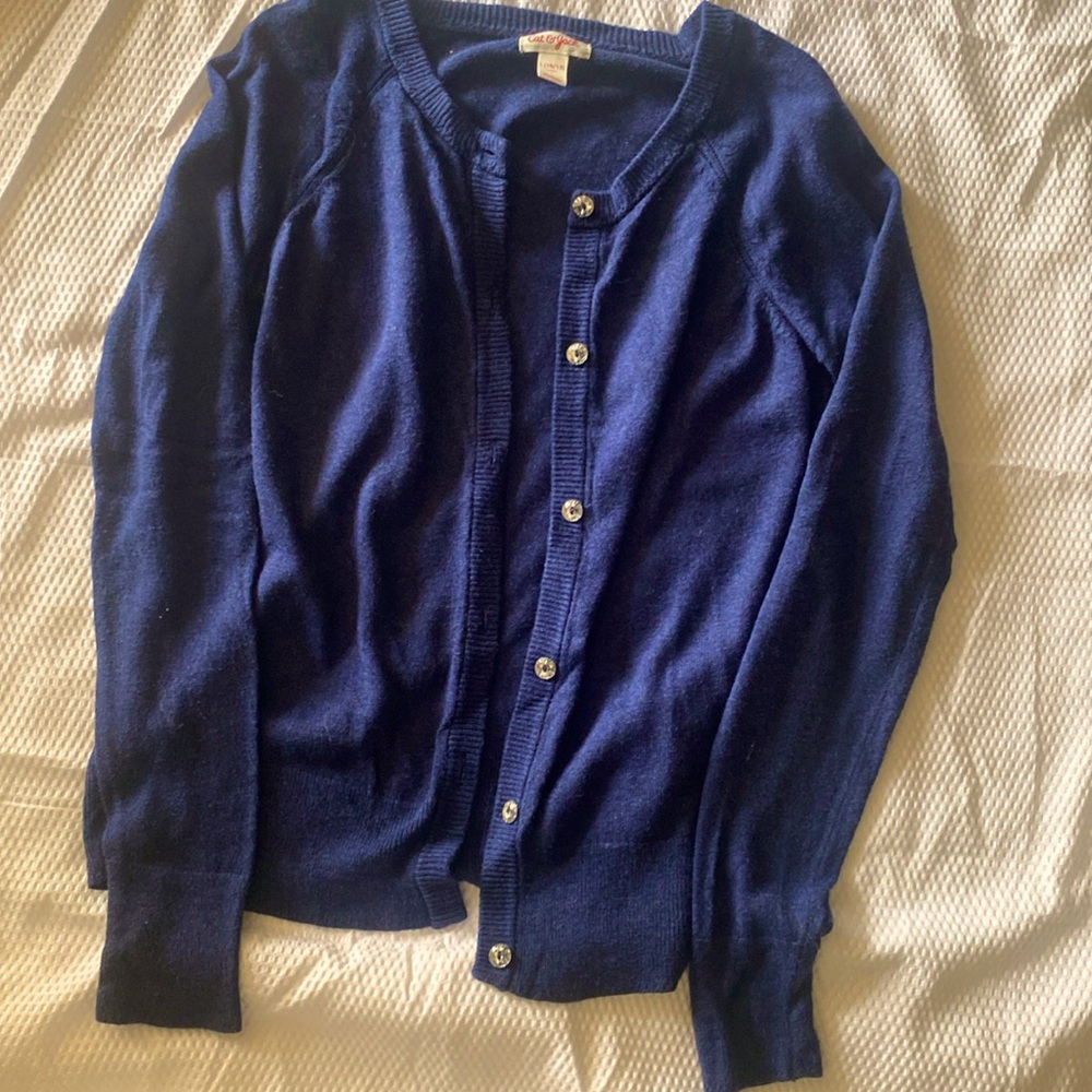 Girls size L 10/12 blue cardigan